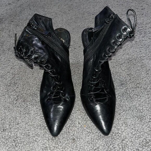 ALICE + OLIVIA Dominica Lace Up Open Back High Heeled Booties - EUC - EU 36.5 - Picture 1 of 7